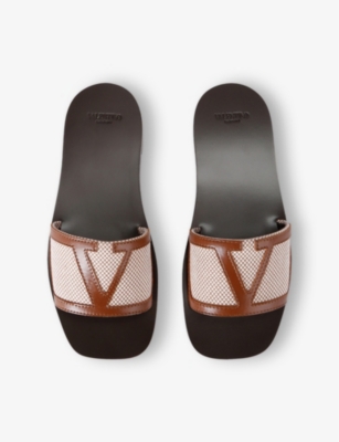 Shop Valentino Womens Brown/oth Viva Superstar Vlogo Canvas Sandals Eur 39 / 6 Uk