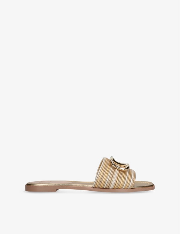 VLogo Crochet Metallic Leather Slides