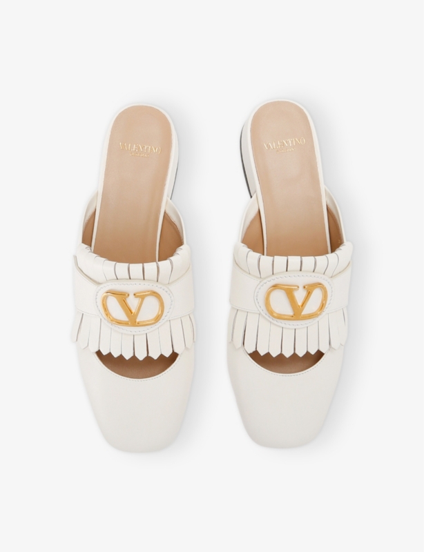 Vlogo Fringe-Trim Leather Heeled Sandals