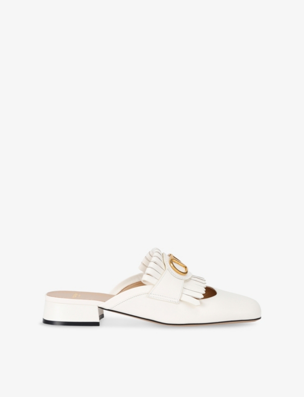 Vlogo Fringe-Trim Leather Heeled Sandals