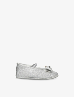 PAPOUELLI: Baby Bowie Glitter-Embellished Crib Shoes