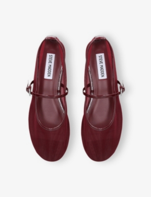 Steve Madden Womens  Mash Mesh Mary Jane Flats In Wine