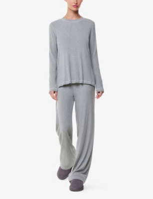 Whistles Omens  Elasticated-waistband Ribbed Stretch-modal Jersey Pyjama Bottoms In Grey