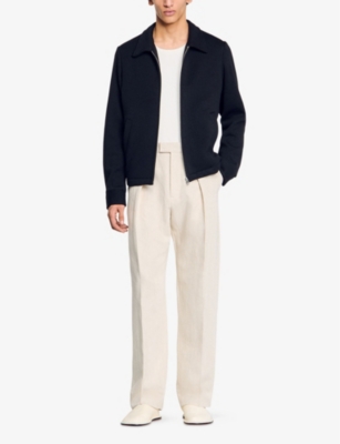 Sandro Mens  Long-sleeve Regular-fit Knitted Jacket In Noir / Gris