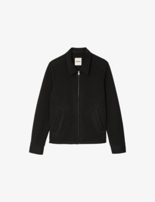 Sandro Mens  Long-sleeve Regular-fit Knitted Jacket In Noir / Gris