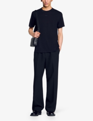 Sandro Cotton T-shirt With Logo In Noir / Gris