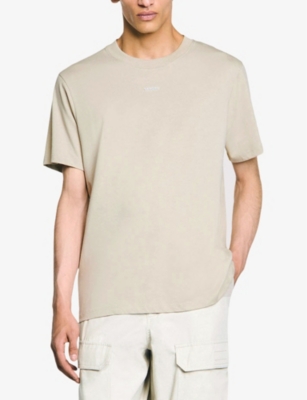 Sandro Mens Logo-embellished Short-sleeve Cotton T-shirt Verts In Verts