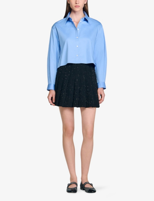 Pleated tweed mini skirt