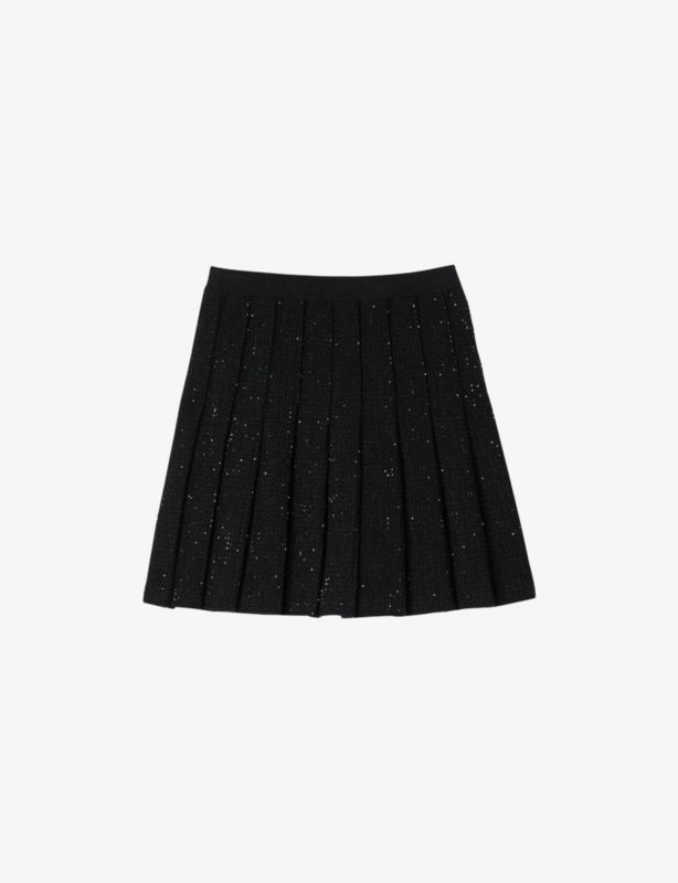 Pleated tweed mini skirt