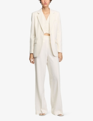 Sandro Womens Sequin-embellished Straight-leg Woven Trousers Naturels In Naturels