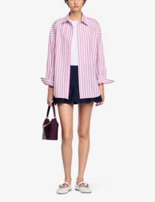 Sandro Embellished Striped Shirt In Roses