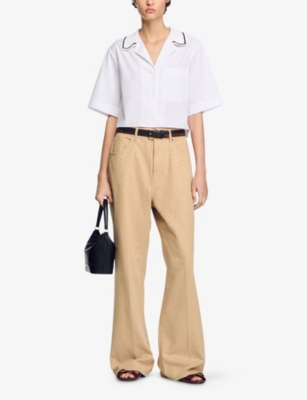 Sandro Cotton Cropped Shirt In Naturels