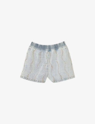 SANDRO: Rhinestone-Embellished Elasticated-Waist Denim Shorts