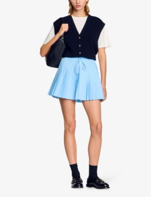 Sandro Two-tone Wool And Cashmere Sweater In Bleus
