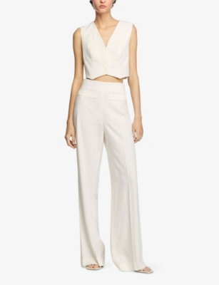 Sequin-Embellished Cropped Woven Top