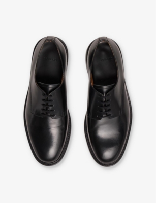 Sandro Glazed Leather Derbies In Black