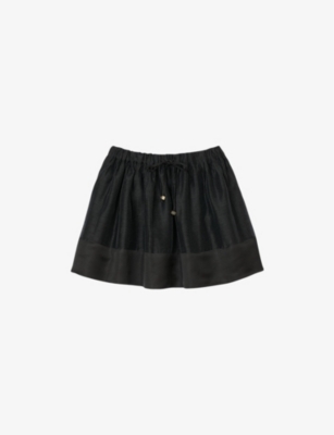 SANDRO: Drawstring-Waist Side-Pocket Linen-Blend Mini Skirt