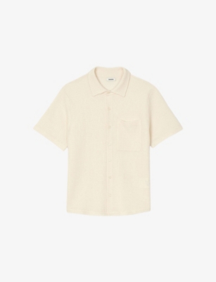 SANDRO: Button-Down Short-Sleeve Waffle Shirt