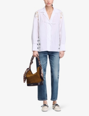 SANDRO: Tie-Front Long-Sleeved Cotton Shirt