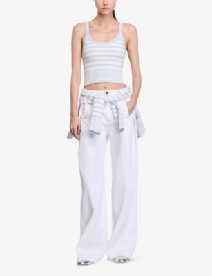 Sandro Bordeaux Striped Knit Tank Top In Bleus
