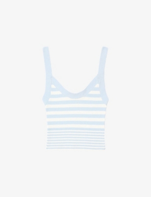 Sandro Bordeaux Striped Knit Tank Top In Bleus