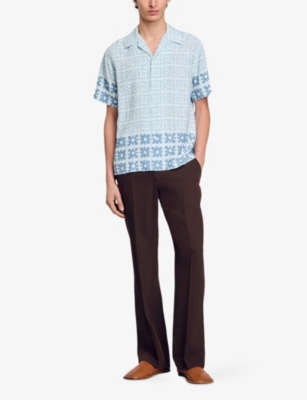 SANDRO: Floral-Pattern Short-Sleeved Woven Shirt