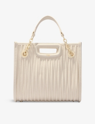 Maje Womens  Cabas Padded Mini Leather Shoulder Bag In Blanc