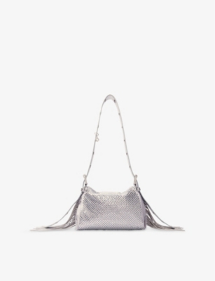 Maje Miss M Small Crackle Leather Handbag In Noir / Gris