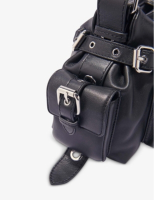 MAJE: Miss M pocket-embellished leather shoulder bag