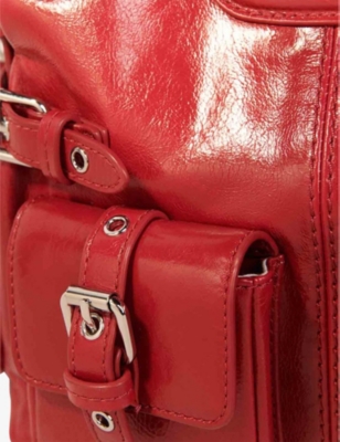 MAJE: Logo-Embossed Pocket-Embellished Leather Cross-Body Bag