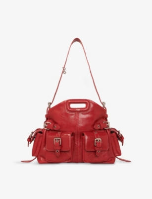 MAJE: Logo-Embossed Pocket-Embellished Leather Cross-Body Bag