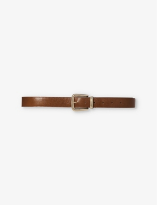 MAJE: Logo-Engraved Square Leather Buckle Belt