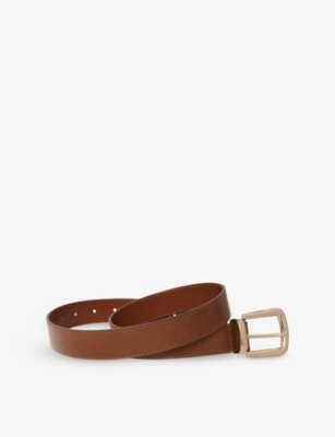 MAJE: Logo-Engraved Square Leather Buckle Belt