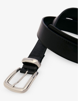 MAJE: Logo-Engraved Square Leather Buckle Belt