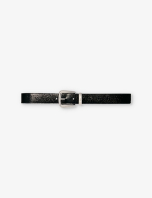 MAJE: Logo-Engraved Square Leather Buckle Belt