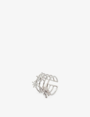 MAJE: Star crystal-embellished brass ring