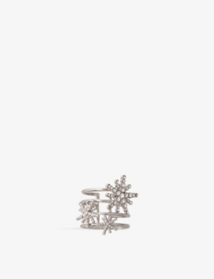 Maje Rhinestone Star Ring In Noir / Gris