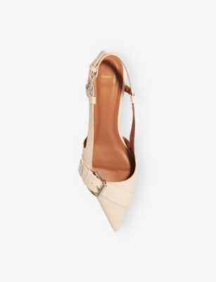 Maje Womens Blanc Double-buckle Slingback Heeled Leather Pumps In Blanc