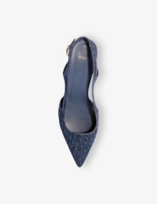 Maje Womens Crystal-embellished Denim Heeled Courts Bleus In Bleus