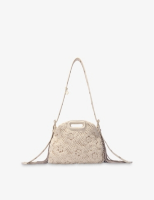 Maje Womens Blanc Floral Detachable-strap Crochet Shoulder Bag In Blanc