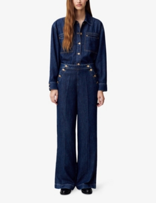 Claudie Pierlot Womens  Classic-collar Oversized Denim Jacket In Denim - Jean