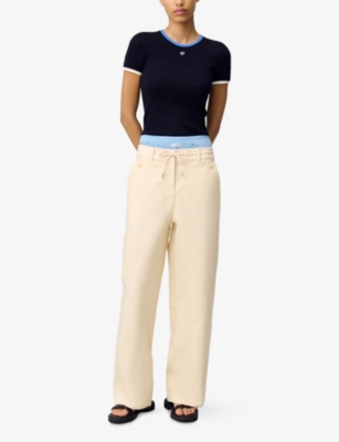 Claudie Pierlot Womens Naturels Patch-pocket Straight-leg Low-rise Stretch-cotton Trousers In Naturels