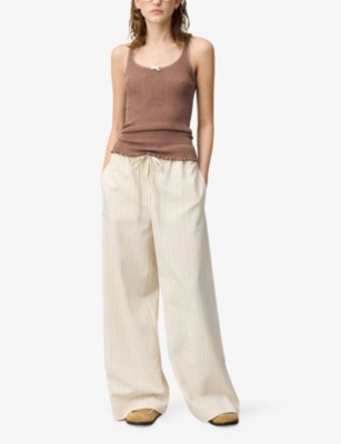Claudie Pierlot Womens Bruns Bow-embellished Knitted Vest Top In Bruns