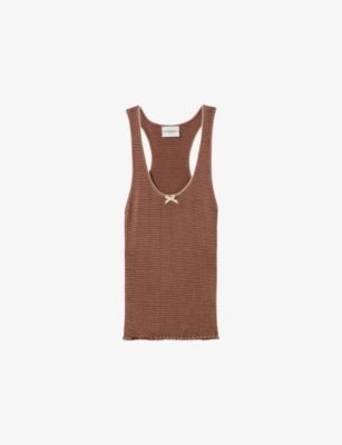 Claudie Pierlot Womens Bruns Bow-embellished Knitted Vest Top In Bruns