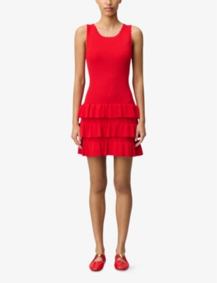 Claudie Pierlot Ruffle-detailing Mini Dress In Rouges