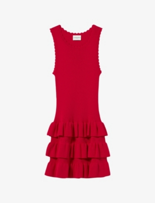 Claudie Pierlot Ruffle-detailing Mini Dress In Rouges