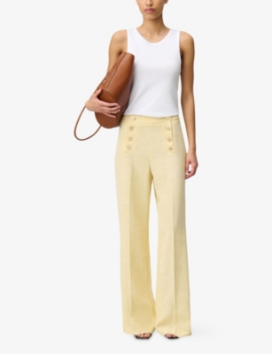 CLAUDIE PIERLOT: Button-Embellished Wide-Leg Woven Trousers