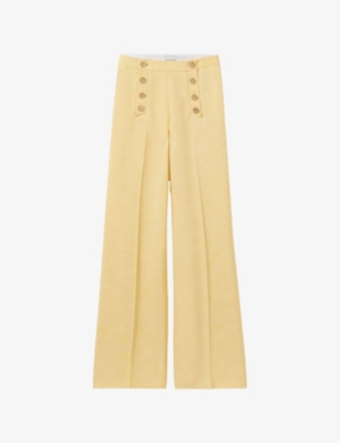CLAUDIE PIERLOT: Button-Embellished Wide-Leg Woven Trousers