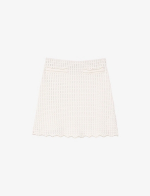 SANDRO: Scalloped-Hem Knitted Mini Skirt