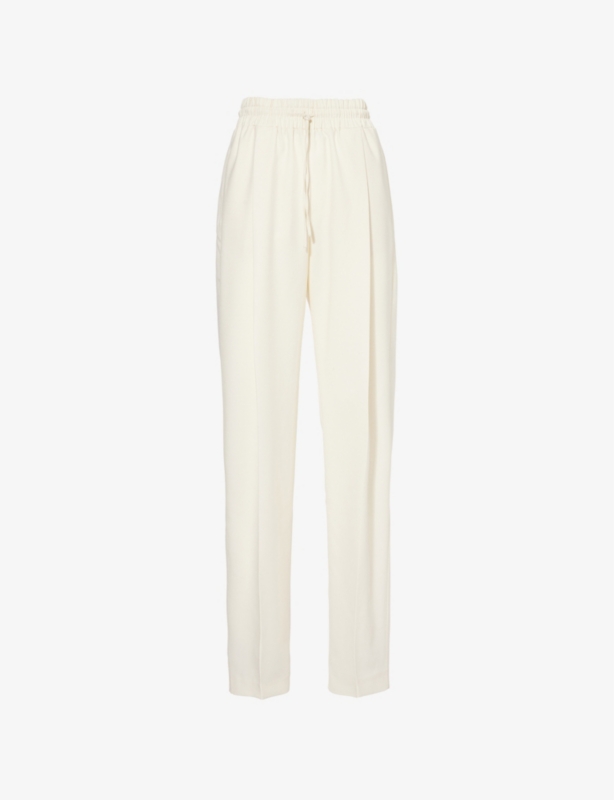 Lyra Wide-Leg Mid-Rise Wool-Blend Trousers
